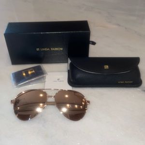 Linda Farrow LUXE Rose gold and ash wood sunglasses. Worn 1x. Like new.